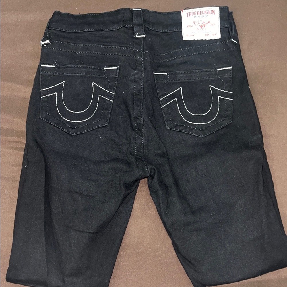 True Religion Black Denim with White Stitching